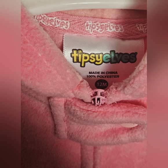 Tipsy Elves Pink 🐖 Piglet Toddler One Piece Pajamas Cosume w/Hood- 12 mos - Picture 6 of 6